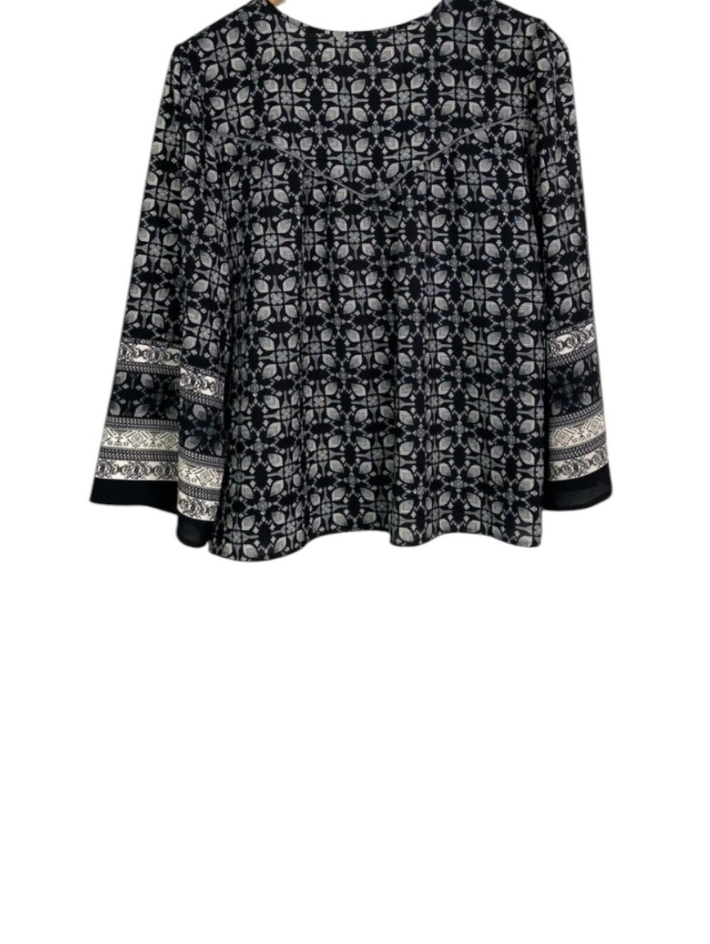 AMADI Anthropologie Mod Printed Blouse Women's L Boho Peasant - Picture 5 of 6